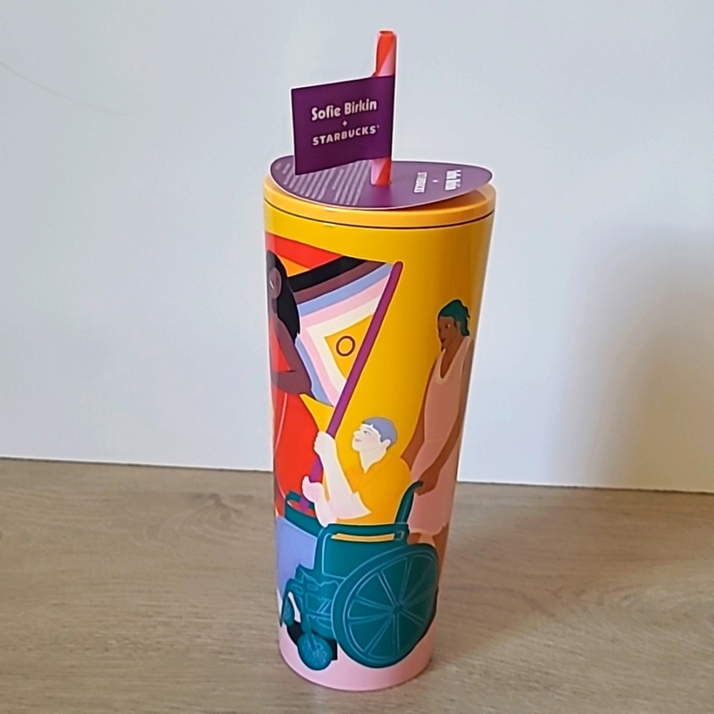 Starbucks Sofie Birkin 2024 Yellow Summer Graphic SS Cold Cup Tumbler - Picture 1 of 8